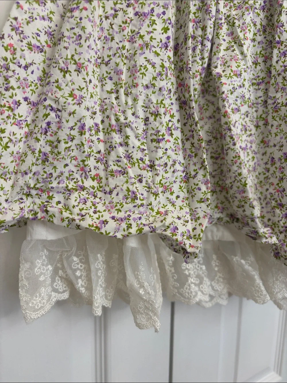 Be Girl White & Lavendar Floral Lace-Trim Open Back Dress 8T Wedding Cottage